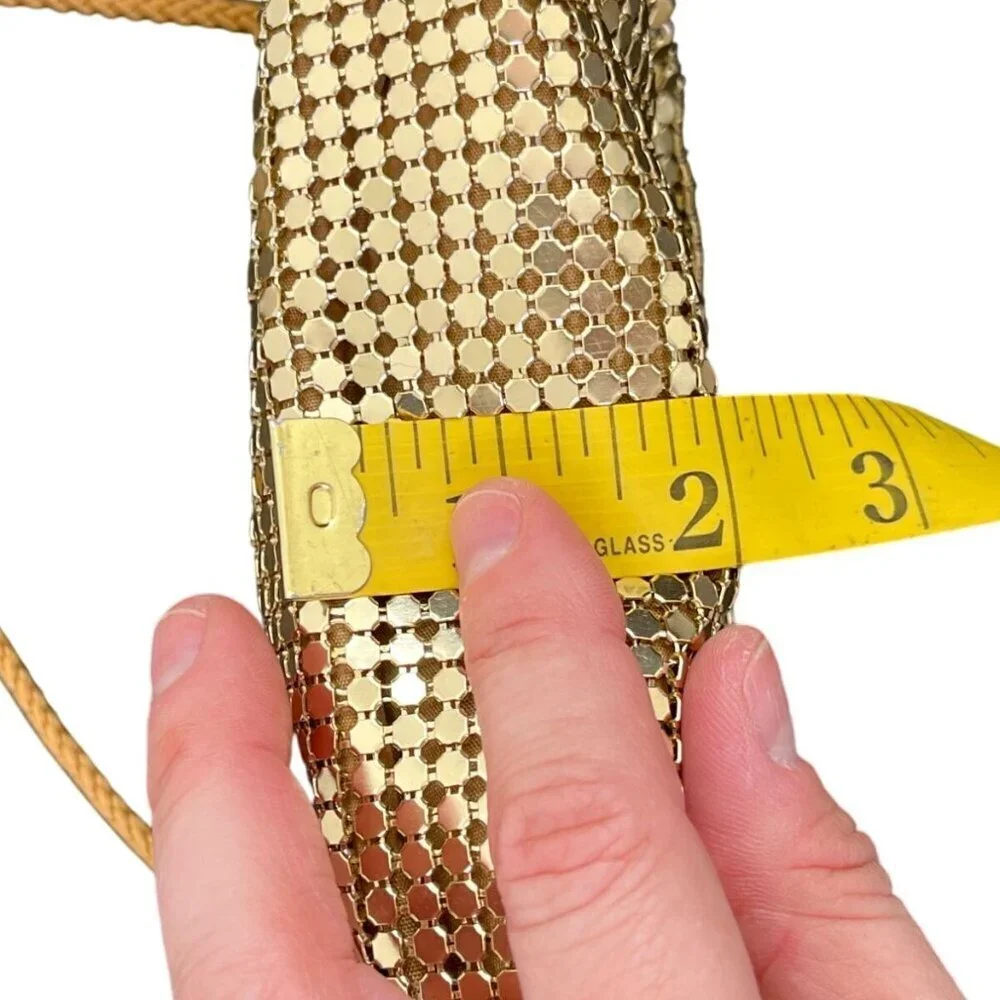 Gold Metallic Mesh Small Crossbody Evening Bag Party Purse - Picture 9 of 9